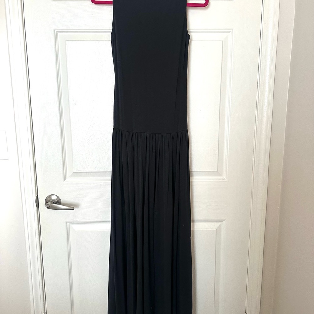 Abercrombie & Fitch High Neck Backless Drop Waist Cotton Maxi Dress